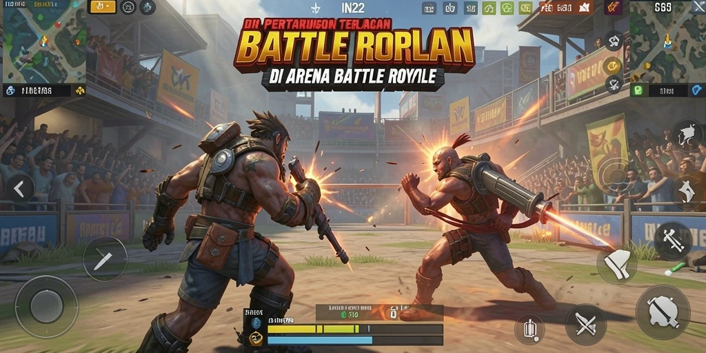 Screenshot gameplay Battle Royale IN22 yang menegangkan dan seru.