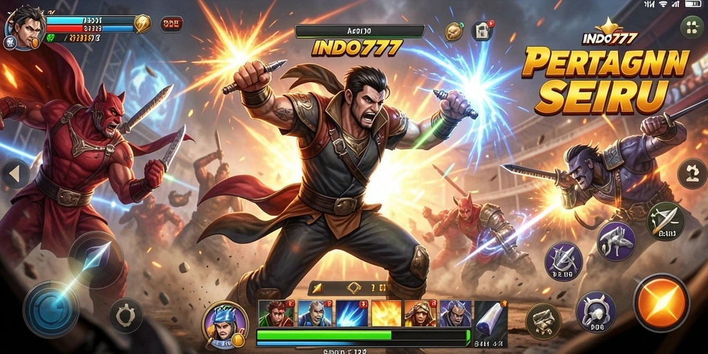 Gameplay mendebarkan dalam pertarungan bertempo tinggi.