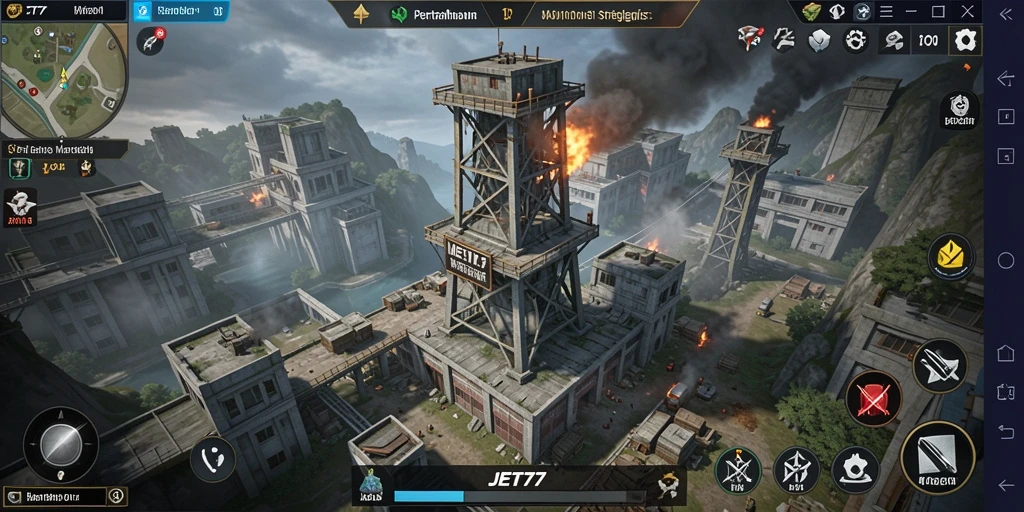 Gameplay JET77 yang dinamis dengan strategi menara pertahanan yang menarik.