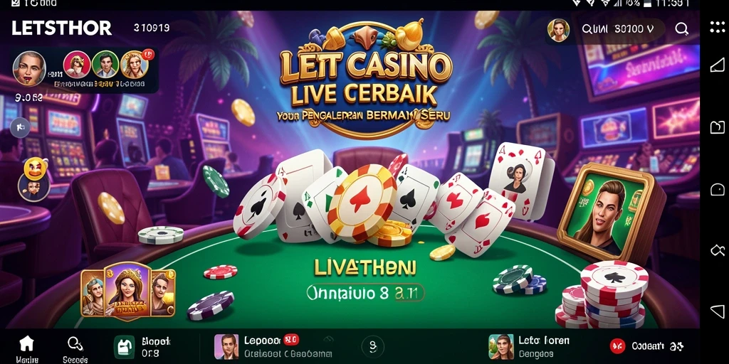 Screenshot gameplay LETSTHOR menampilkan dealer langsung dan permainan kasino.
