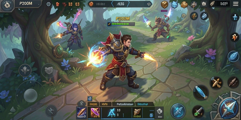 Screenshot P200M menampilkan aksi seru dalam gameplay ARPG penuh warna.
