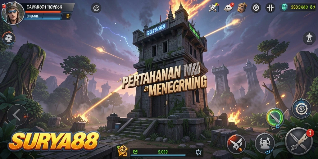 Tampilan gameplay menara yang mendebarkan di SURYA88.