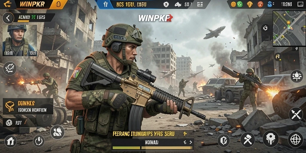 Tangkapan layar menunjukkan aksi gameplay intens di WINPKR.